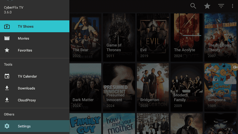 CyberFlix Tv Settings