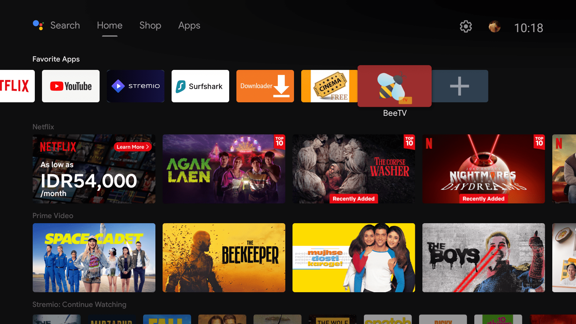 beetv available on homescreen