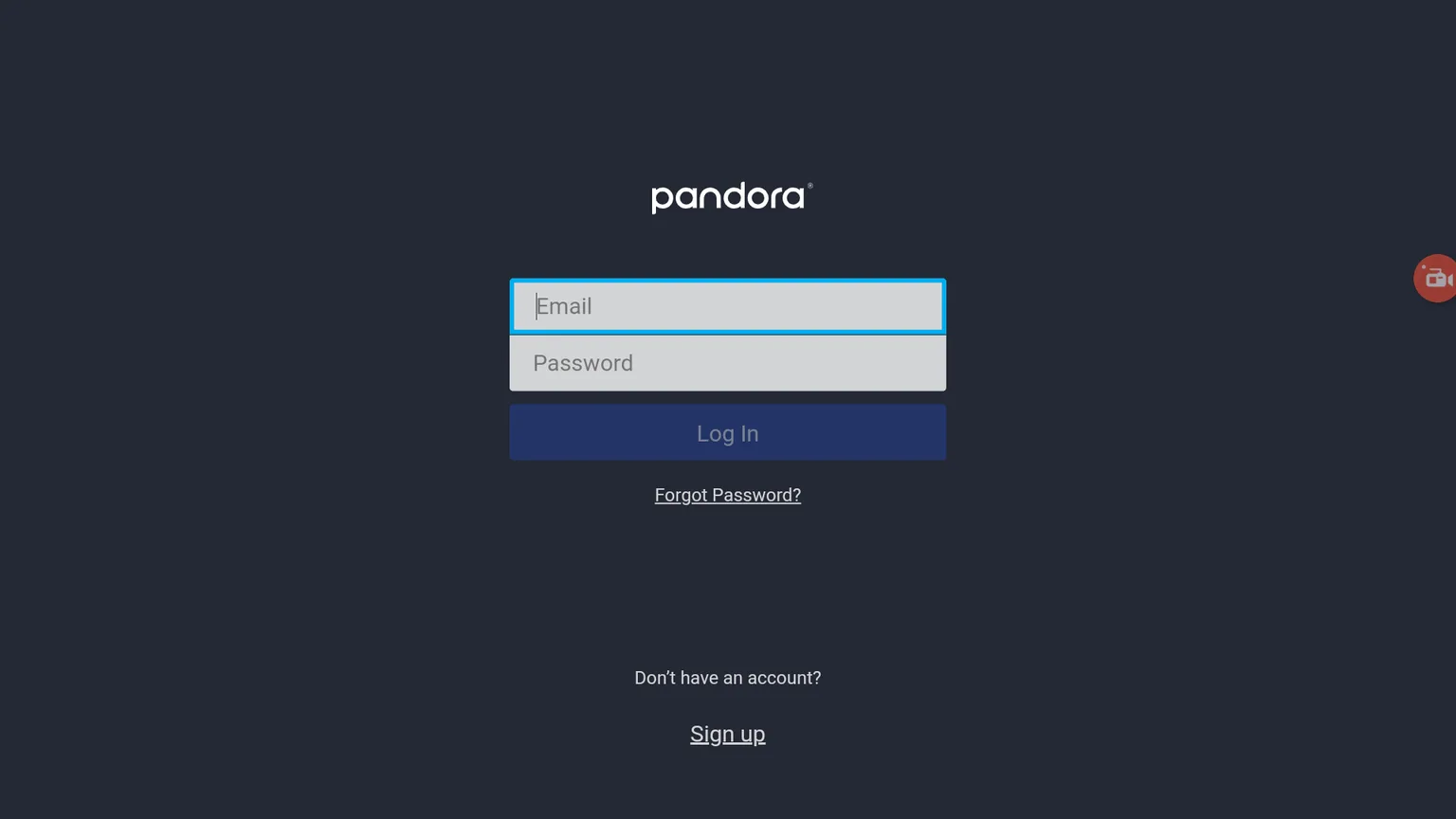 pandora-login-with-email